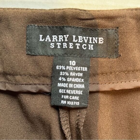 Larry Levine Stretch pants Size 10 Chocolate NWT 5 pockets belt loops - Picture 6 of 11
